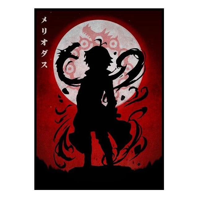 Аниме-настенные принты, силуэты, стили, постеры, холсты, комнатные картины и украшения, настенные росписи для современного домашнего декора