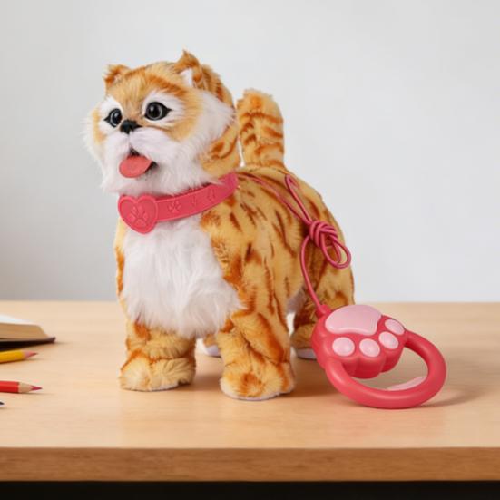 Электрическая плюшевая игрушка для питомца с движением облизывания языка, реалистичными звуками, интерактивная ходячая собака/кошка, плюшевая игрушка с поводком, обучающая интерактивная игрушка