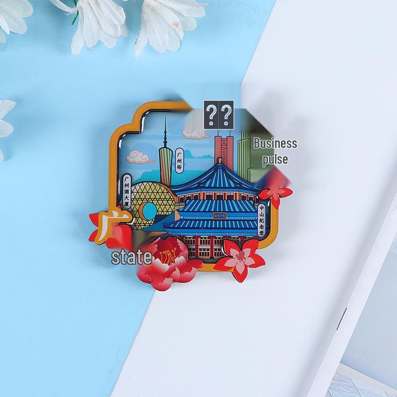 Национальный город Живописный Мультяшный Деревянный Эпоксидный Магнит на Холодильник