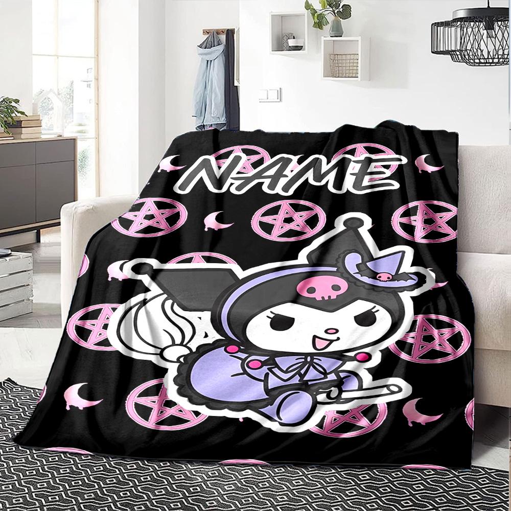 Customizable Kuromi5 Throw Blanket – Personalized Name, All-Season Cozy Snug Blanket, Machine Washable, Personalized Blanket