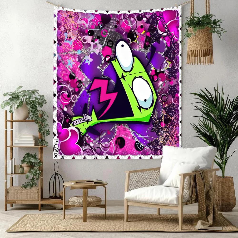Invader Zim Gir Wall Decor Tapestry Art For Pet Memorial Birthdaywedding Party Backdrop Family Gift
