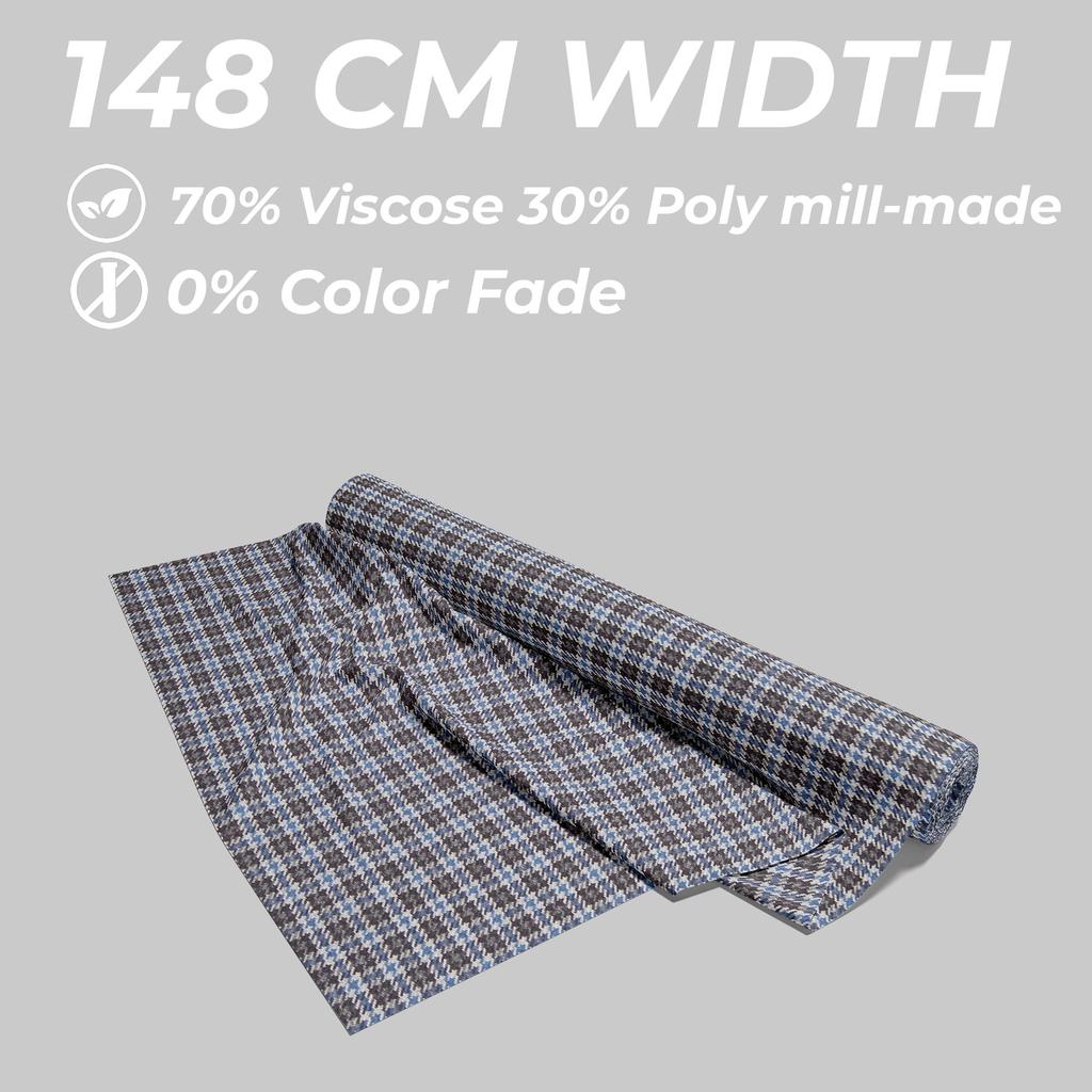 Premium Unstitched Woven Dogtooth Fabric - 70% Viscose, 30% Poly, 450g