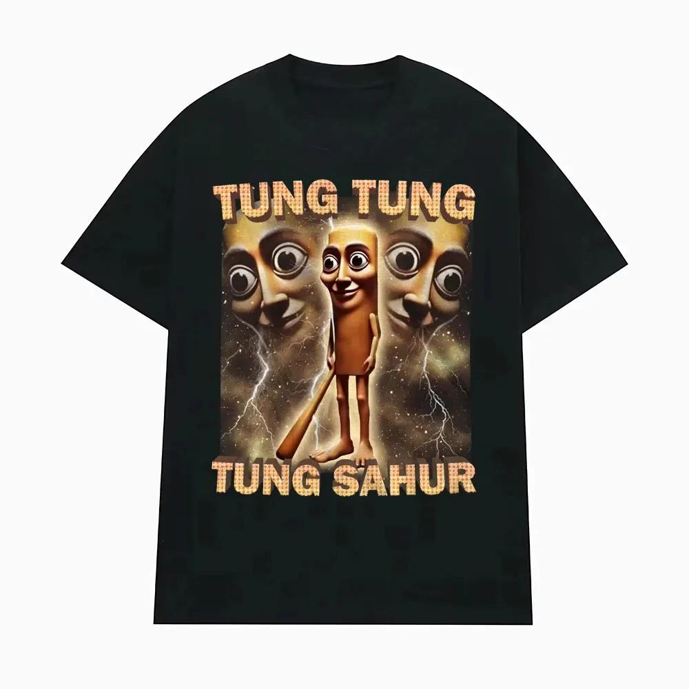 Tung Tung Sahur Funny Baseball Bat Fans Due to T-shirt Men's Clothing Fashion Humorous Style T-shirt Summer O-neck Top T-shirt