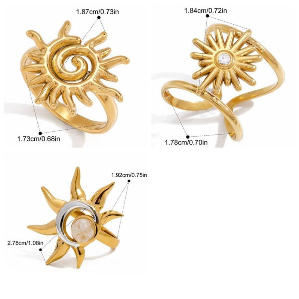 Metal Smooth Sun Ring Spiral Hand Ornament Classic Finger Rings  Women