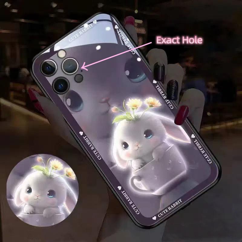 LED Phone Case – Auto Flashing for Calls & Music, Tempered Glass Protection