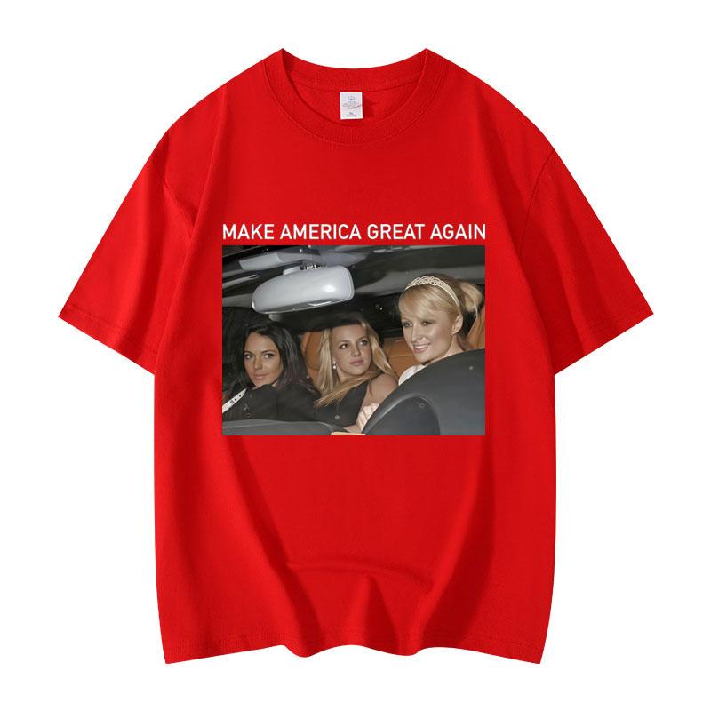 Смешные Футболки с Мемами Make America Great Again Модные Эстетичные Футболки с Коротким Рукавом Унисекс Повседневные Свободные Футболки