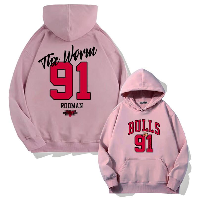 Мужская толстовка Chicago Bulls 91 Родман Свободный крой Длинный рукав Спортивная кофта Осенняя Повседневная одежда