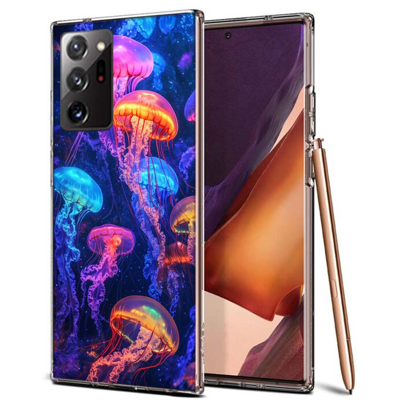 Enchanting Neon Jellyfish Phone Case for Samsung A55 A35 A25 A15 A07 A05S A16 A17 A26 A36 A37 A56 A57 Galaxy Note 20 10 A50S A71