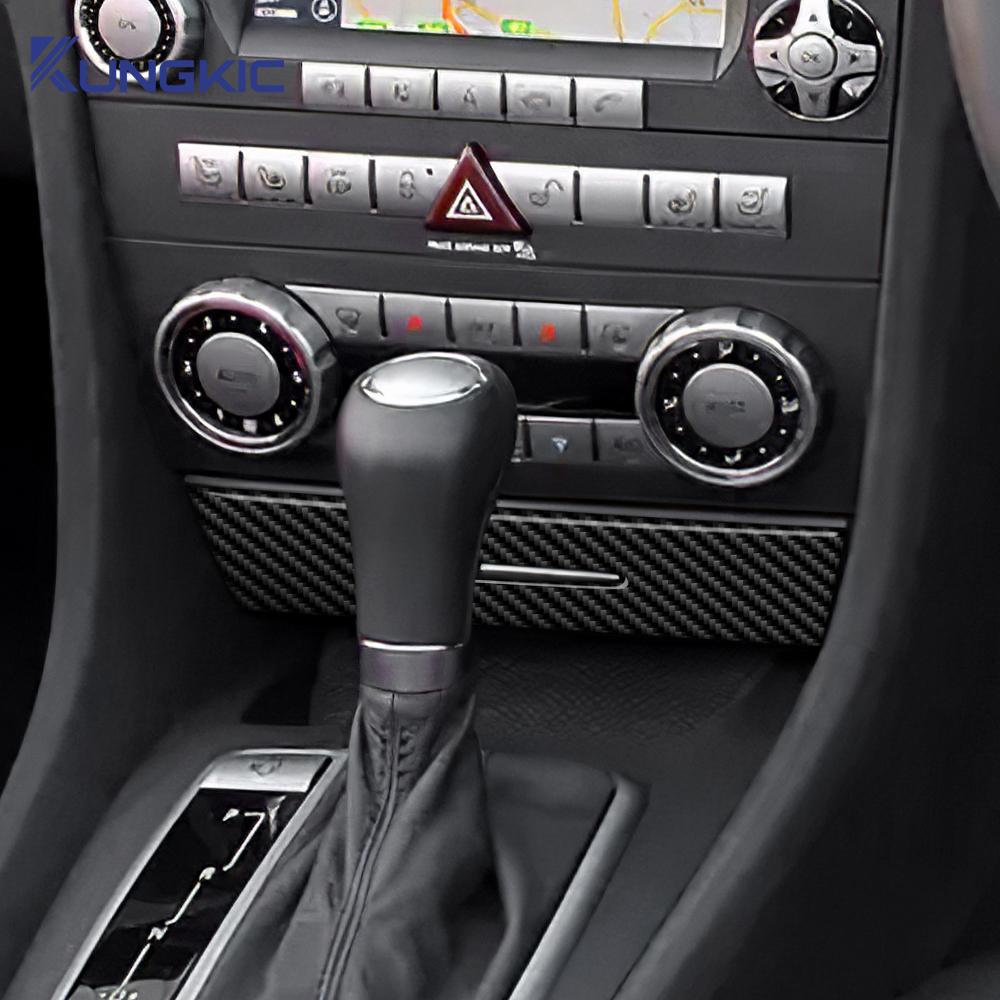 Нижняя панель для хранения в кондиционере автомобиля для Mercedes Benz SLK R171 2004 2005 2006 2007 2008 2009 2010 Наклейка-отделка из настоящего мягкого углеродного волокна