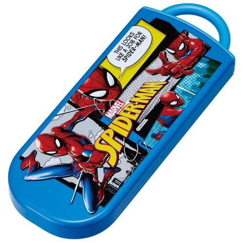 Skater Children's Lunch Box Trio Set Chopsticks Spoon Fork Kids Cutlery Antibacterial Treatment Easy To Open Sliding Type Made In Japan Spiderman 25 B