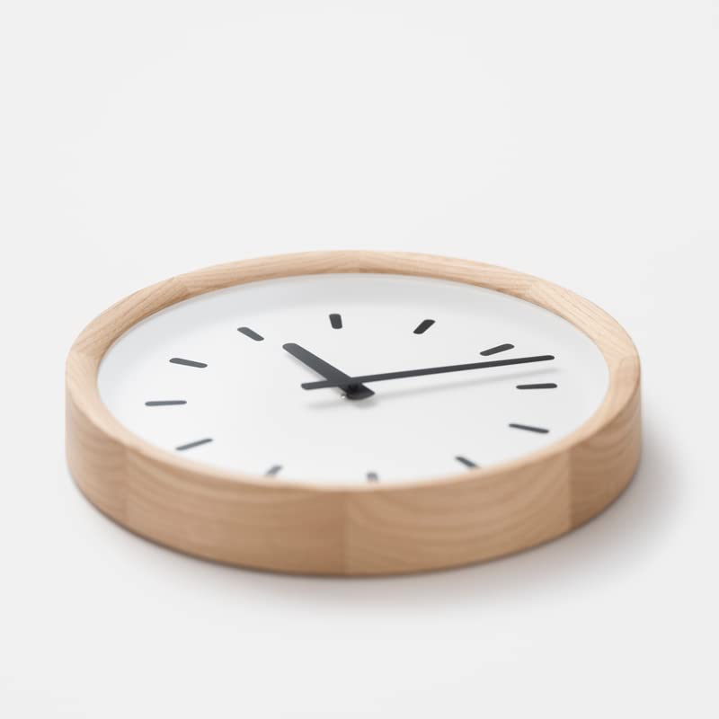 Lemnos Basin Line Analog Wall Clock, Natural Chestnut Wood, PIL23-05 NT