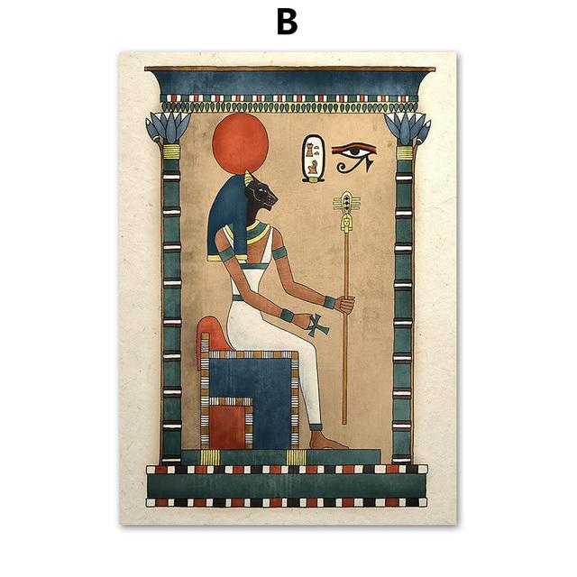 Ancient Egyptian Wall Art Canvas Painting Bastet Anubis God Pharaoh Nordic Posters and Prints Wall Picture for Living Room Decor No Frame