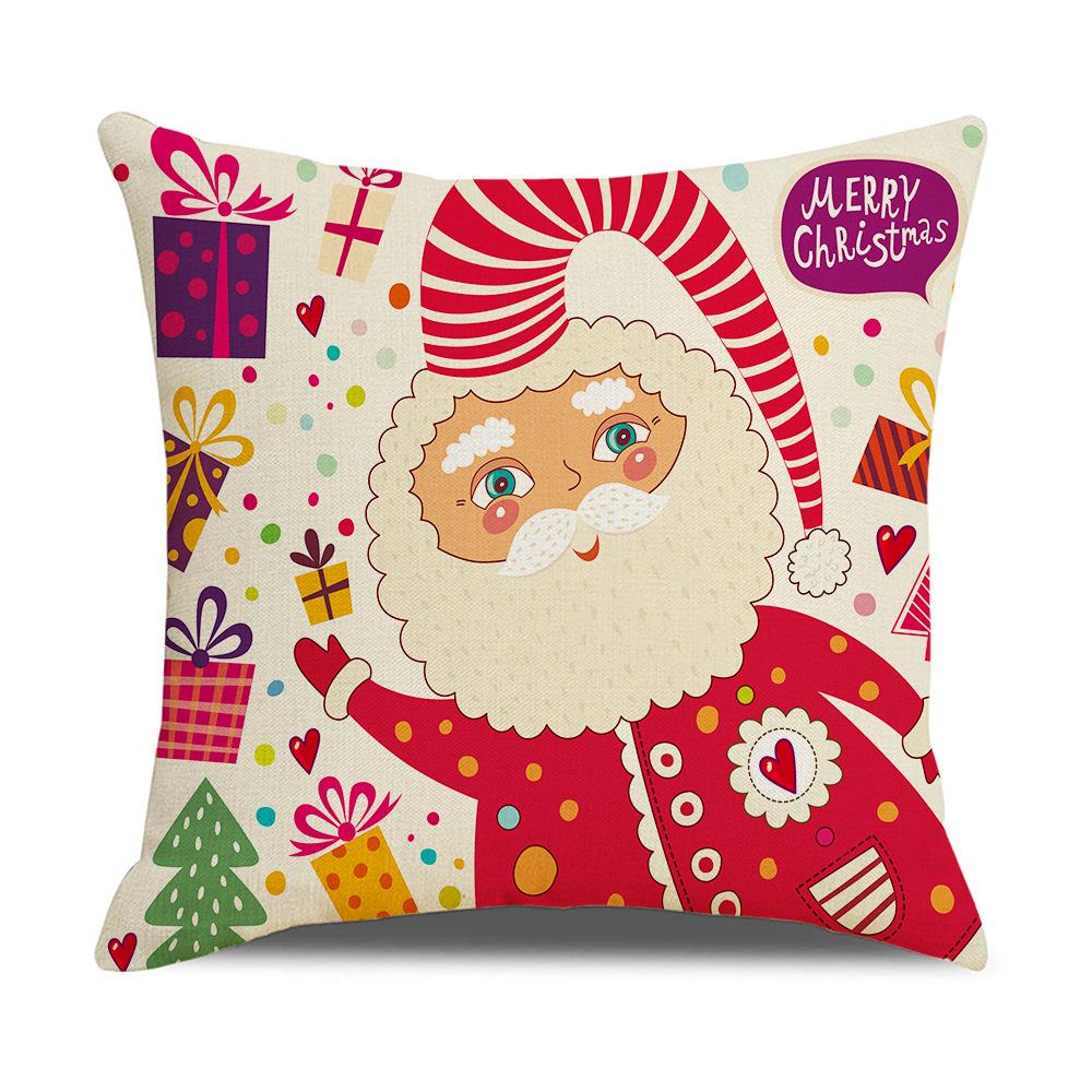 New Sofa Pillow Cover Santa Claus Cartoon Print Holiday Gift Home Soft Furnishing