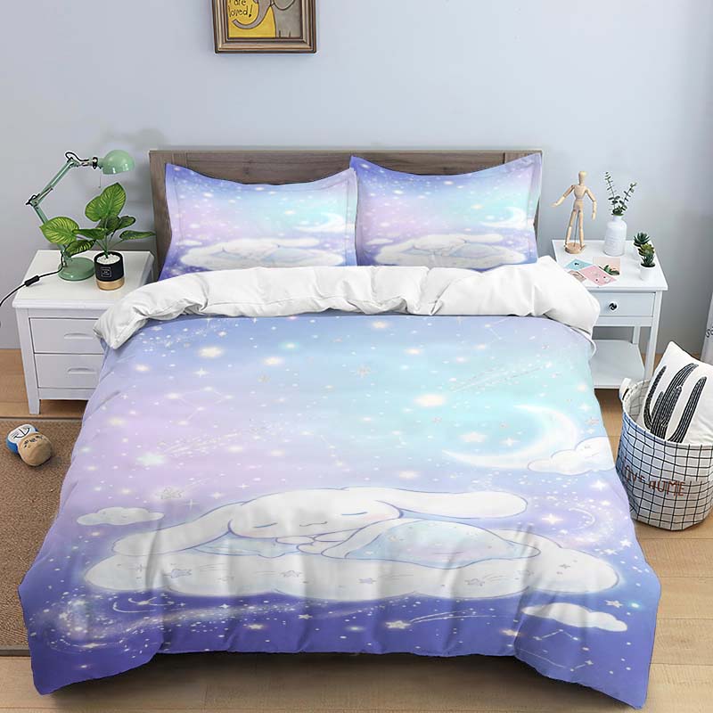 2026 New Cartoon Cinnamoroll Themed Three-Piece Bedding Set, Includes Duvet Cover and Pillowcase, Perfect As A Holiday Gift.