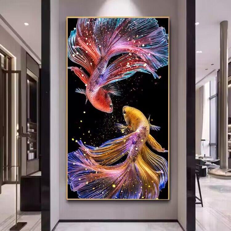 Новая 5d алмазная картина полна алмазов кои для гостиной, крыльца, вертикальная версия, точечная паста, алмазный кристалл, искусство CarpDIY