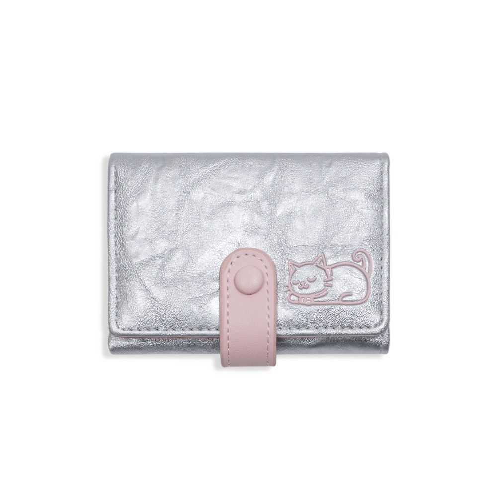 Милый Короткий Кожаный Кошелек PU Кожаный Трехскладной Кошелек Универсальный Кошелек с Принтом Кошки Для Девочек