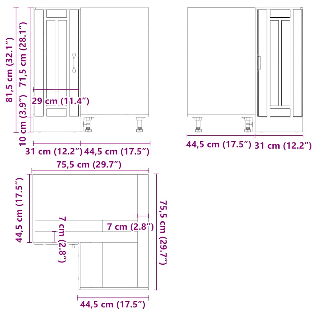 Lucca White Kitchen Corner Base Cabinet