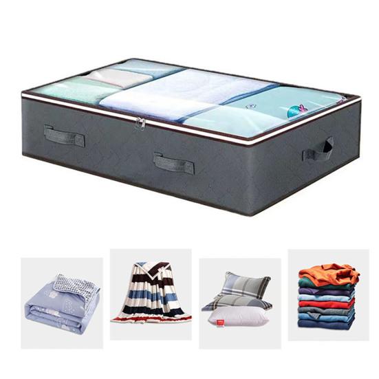 Foldable Underbed Storage Bag with Reinforced Handle Portable Large Capacity Clothes Quilt Bag Dustproof Organizer