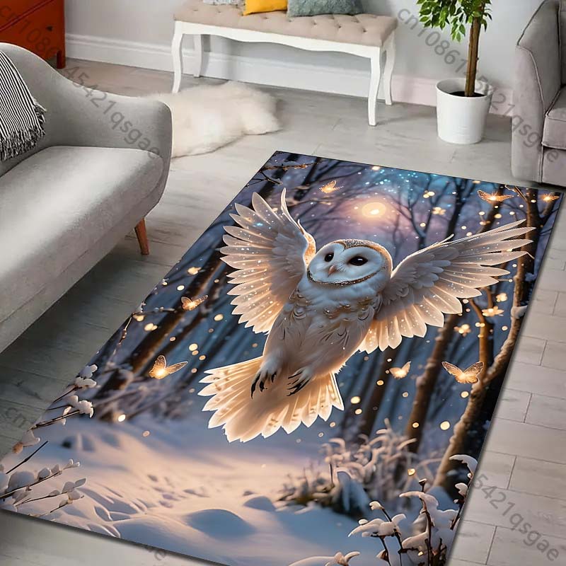 Magic Academy Owl Print Rug Carpet for Living Room Children Bedroom Mat Sofa Doormat Floor Rug Home Decor Anti Slip Mat for Gift
