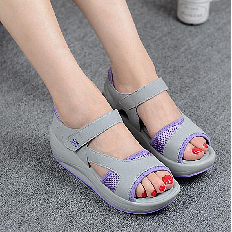Летние новые женские повседневные туфли на платформе Muffin Rocking Shoes Wedge Heel Women Lady Fish Mouth Breathable Sandals