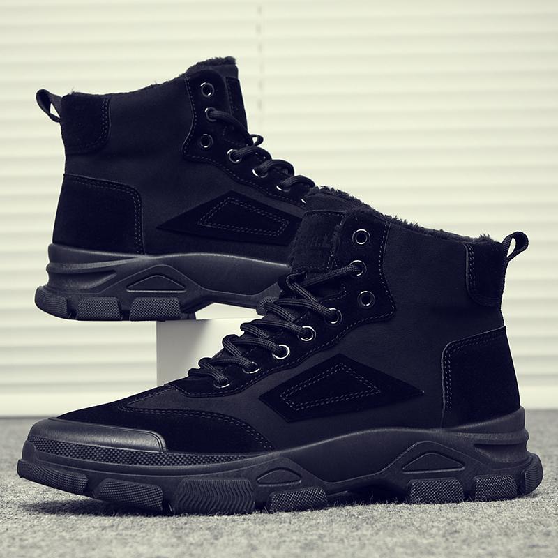 Fashion Men New High Quality Black Work Wear Boots Outdoor Anti Slip Comfort Casual Shoes Warm Fashion Ankle Boots Men's Winter Shoes
