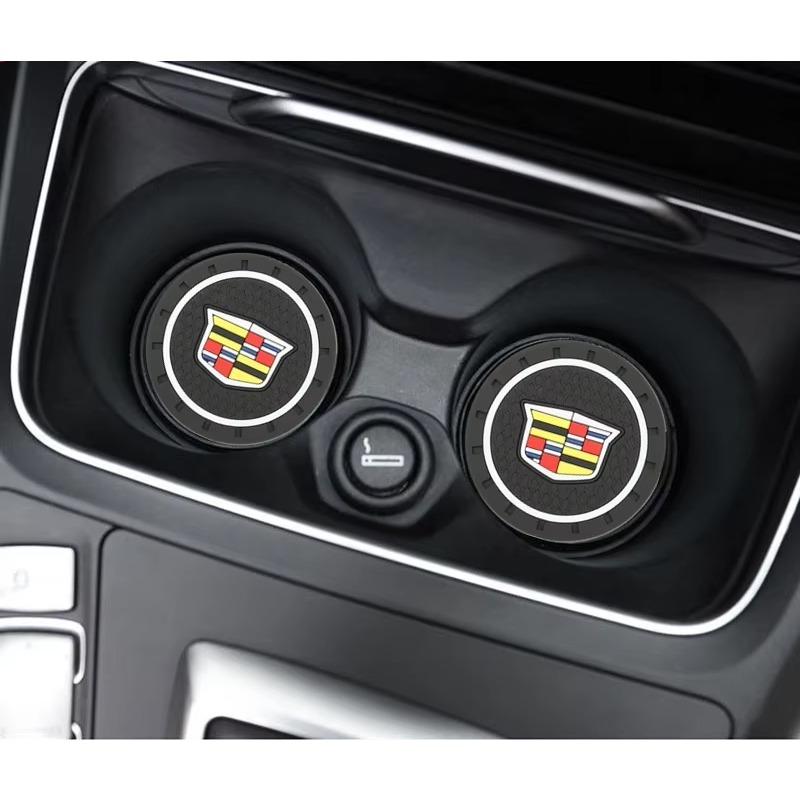 PVC Car Water Coaster Anti-Slip Cup Mat Pad Decoration for Cadillac Escalade Deville Seville XT5 XTS CTS BLS SLS SRX XLR CT5 CT4