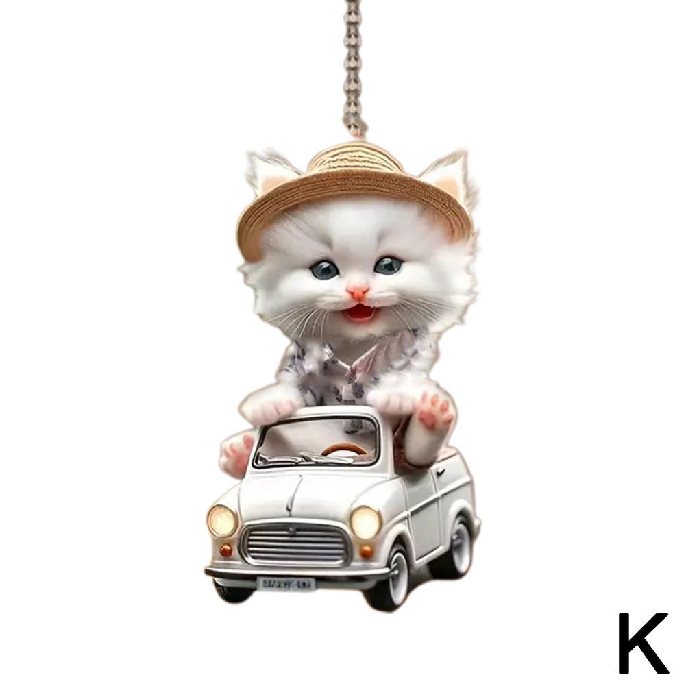 2025 Новый Акриловый Подвеска на Зеркало Заднего Вида Автомобиля Декорация Компактная в Форме Кошки 2D Милые Кошки Декор Салона Автомобиля