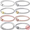 925 Silver Two-Tone Barrel Clasp Snake Chain Charms Fine Bracelet Fit Original Brand Beads DIY Women Luxury Jewelry