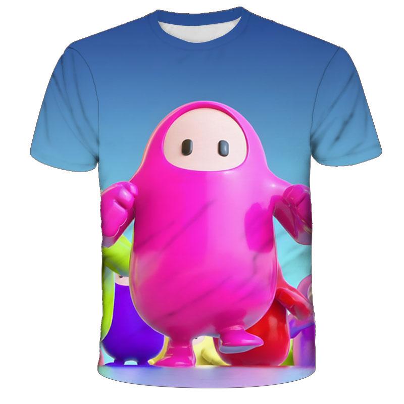 Kawaii Stumble Guys Cartoon 2022 Мальчики Детская футболка с 3D-принтом О-образным вырезом Рубашка с рукавами Детская одежда Повседневная одежда для дня рождения Топы