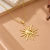 Stainless Steel Golden  Sun Pendant Necklace For Women Girl 2025  Concise Solar Neck Chain Jewelry Gift