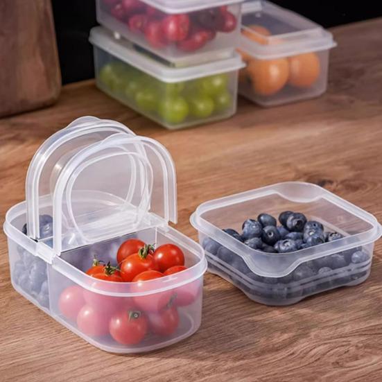 500/600 мл коробка для хранения продуктов с прозрачными отделениями, крышка, открывающаяся на 90 градусов, два штабелируемых органайзера для холодильника
