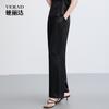 Yalida elastic waist chiffon drape loose straight leg casual pants
