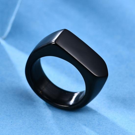 Retro Ring Pure Color Polished Titanium Steel Flat Surface Simple Style Luster Multi Sizes Anti-Rust Lightweight Finger Jewelry