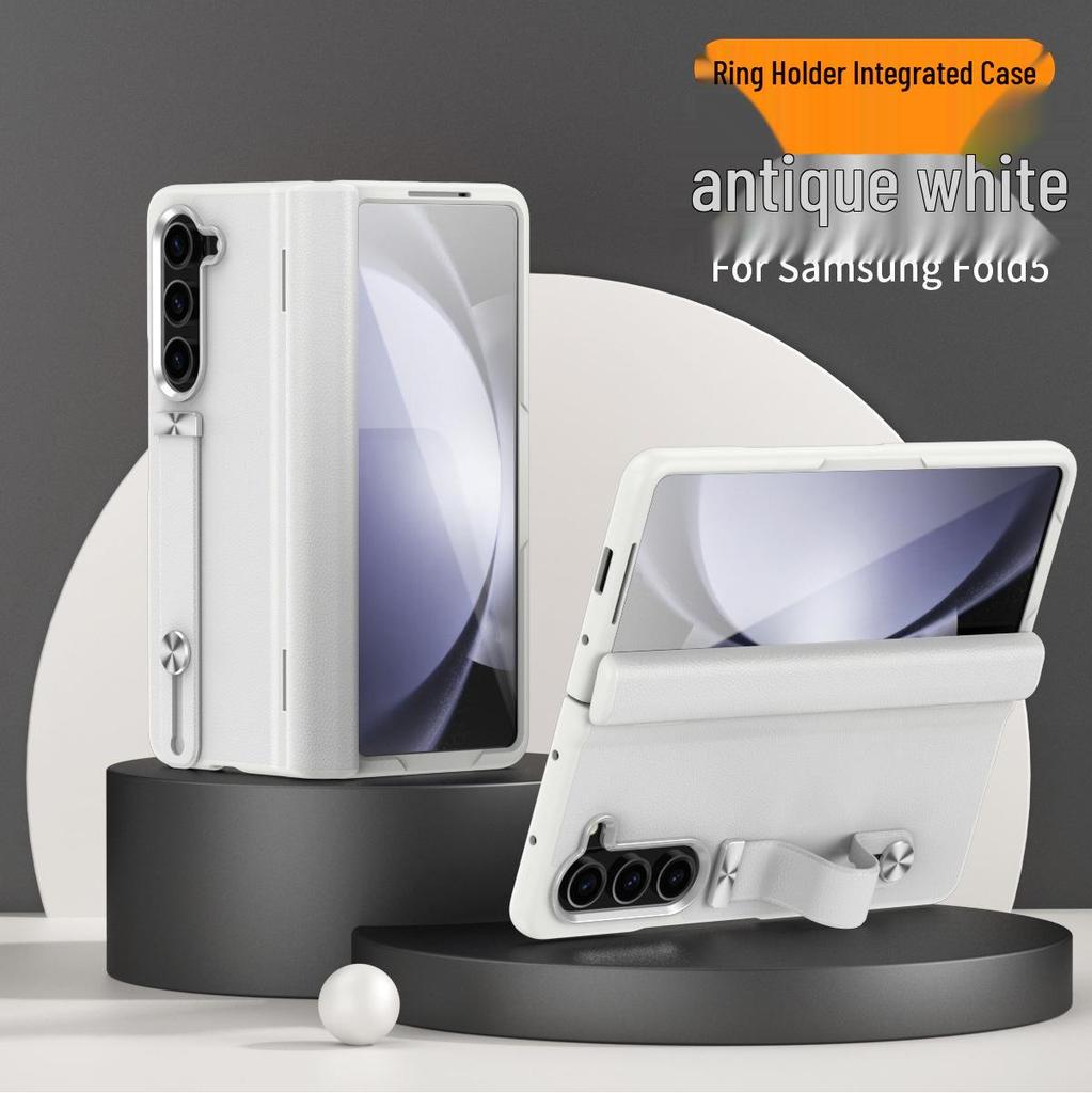 Чехол Samsung Fold6 с подставкой: Защитный корпус из поликарбоната, Встроенная кожа, Ремешок на запястье