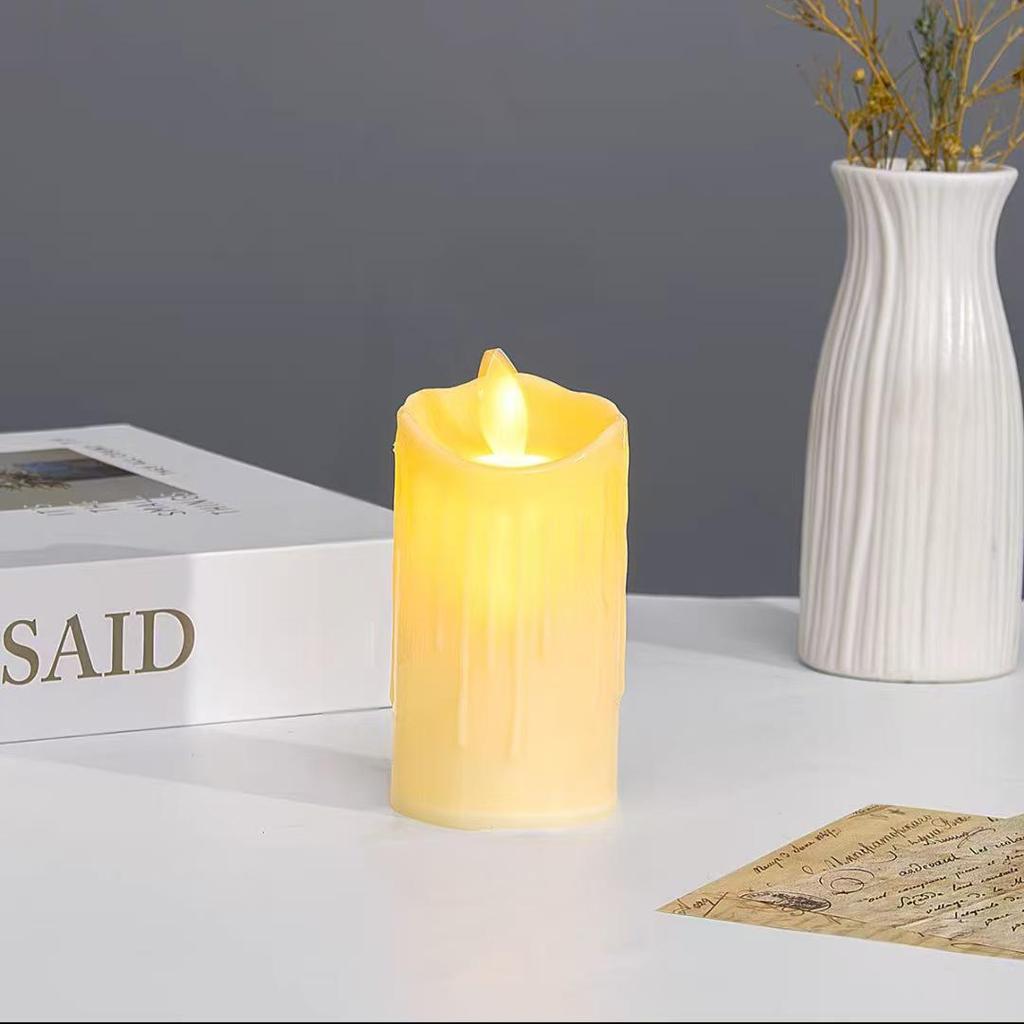 Светодиодный светильник-свеча с качающимся лицом и волнообразным ртом для свадьбы, дня рождения, Рождества, концертов