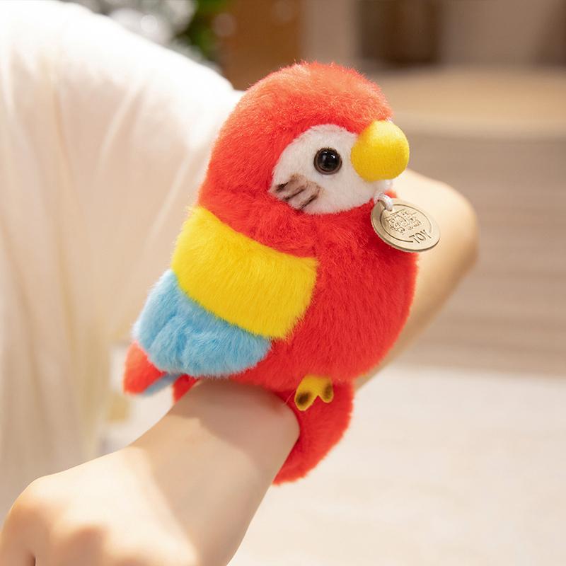 1Pc 12cm Lovely Parrot Sparrow Toucan Red-crowned Crane Plush Toys Standing Shoulder Wristband Plushie Bird Dolls Pendant Gift