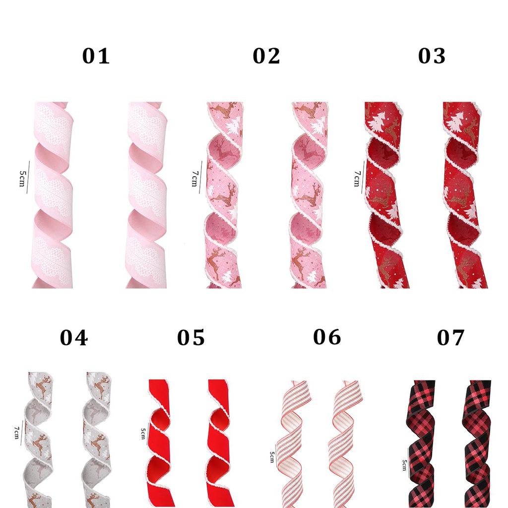 2M Classic Wired Edge Fabric Swirl Ribbon Print Craft Bow Christmas Christmas Tree