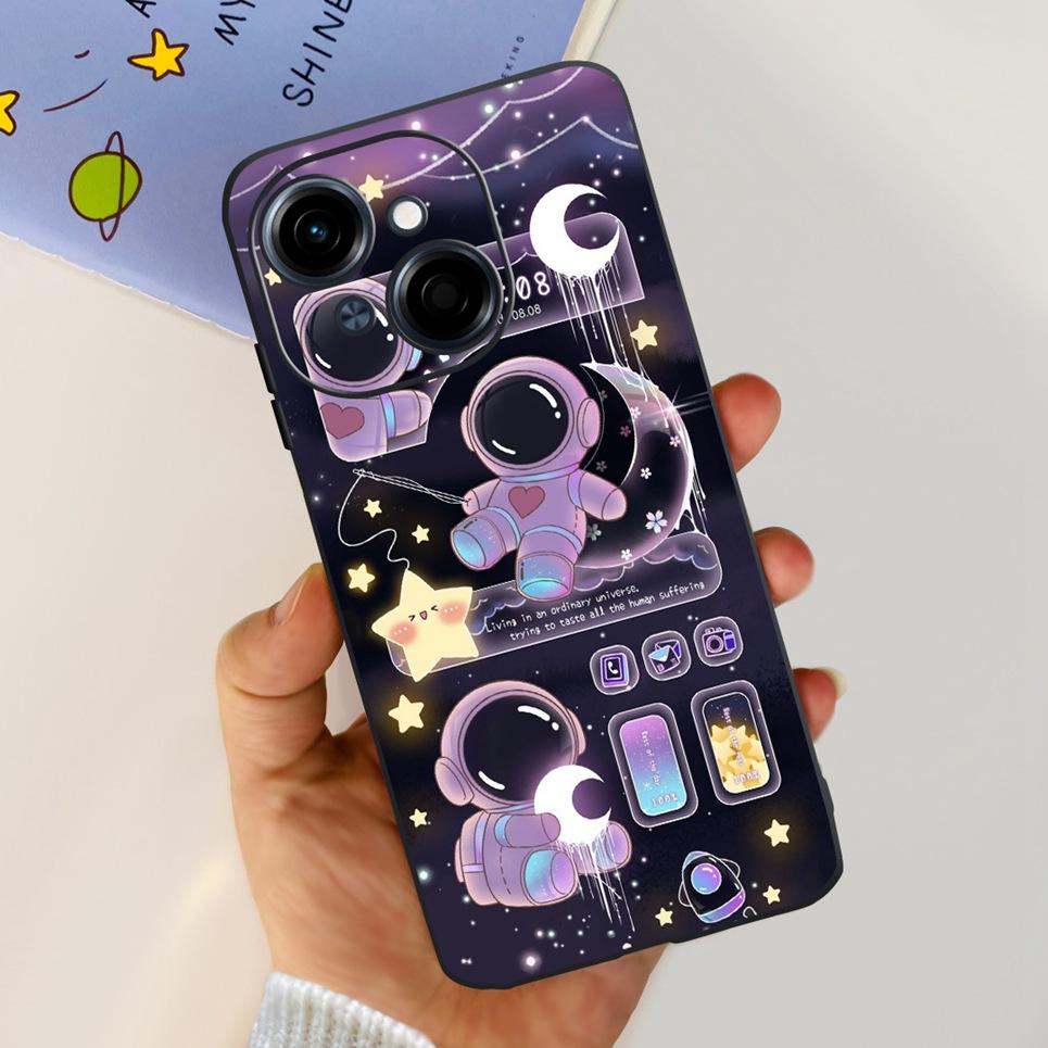 Чехол для телефона Tecno Spark GO 1 / Spark GO 2025 / Pop 9 Крутой Мультяшный Дракон Космонавт Милый Кот Funda Мягкий Черный Силикон