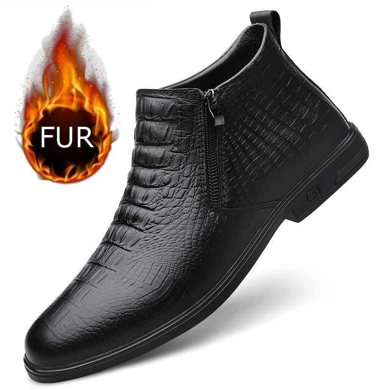 Роскошные брендовые зимние плюшевые мужские ботинки «Челси», кожаные мужские дизайнерские ботильоны, модные повседневные деловые черные ботинки, ковбойские сапоги