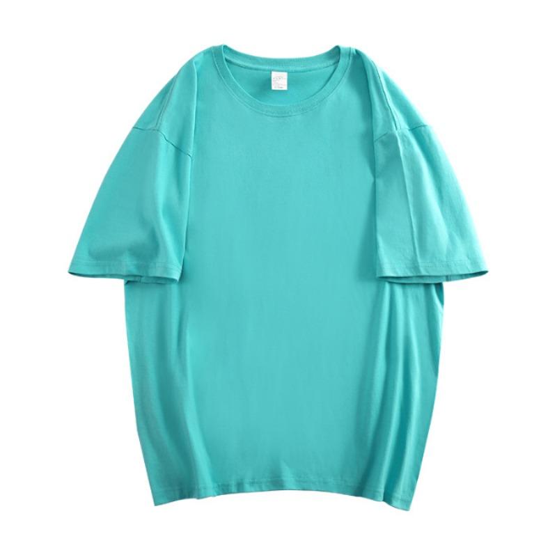 Solid-colored Cotton Sewn Loose Large-sized Pure Cotton Short-sleeved T-shirt for Women's Couple