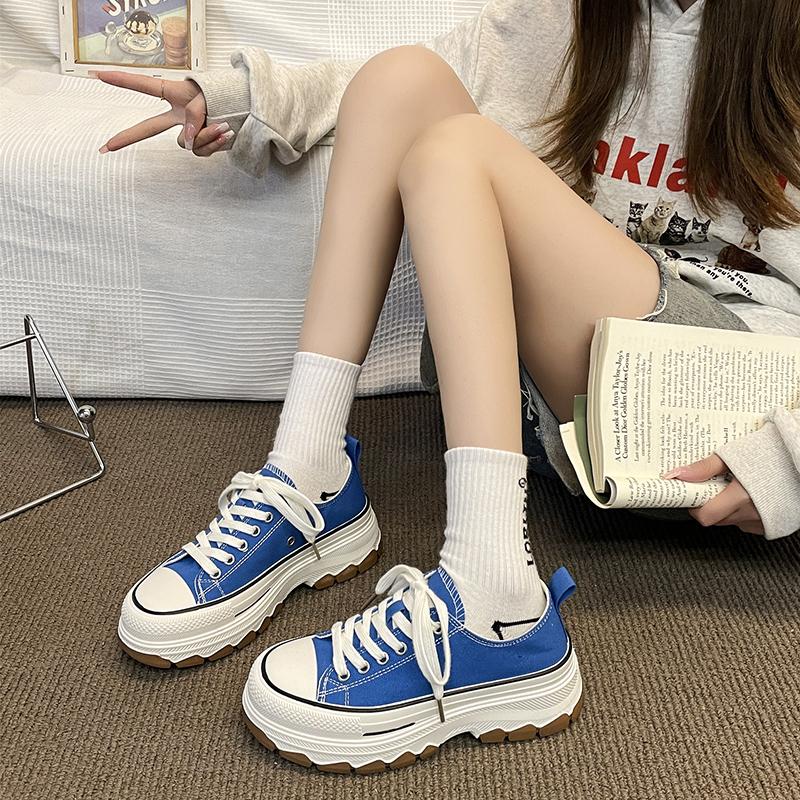 Холщовые туфли для женщин с перекрещенной уздечкой осень-зима увеличивающая обувь мода низкая помощь толстая подошва повседневная обувь для доски