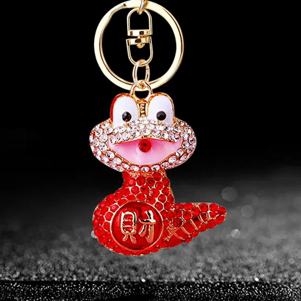 Fortune Rhinestone Snake Keychain Exquisite Women's Bag Pendant Cute Snake Lucky Pendant  Couple