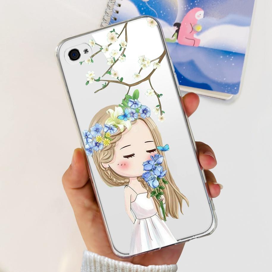 For Apple iPhone 4 Case Popular Flower Astronaut Clear Funda Soft Silicone Cover For iPhone 4s 4 s Bumper for iPhone4 Coque Capa