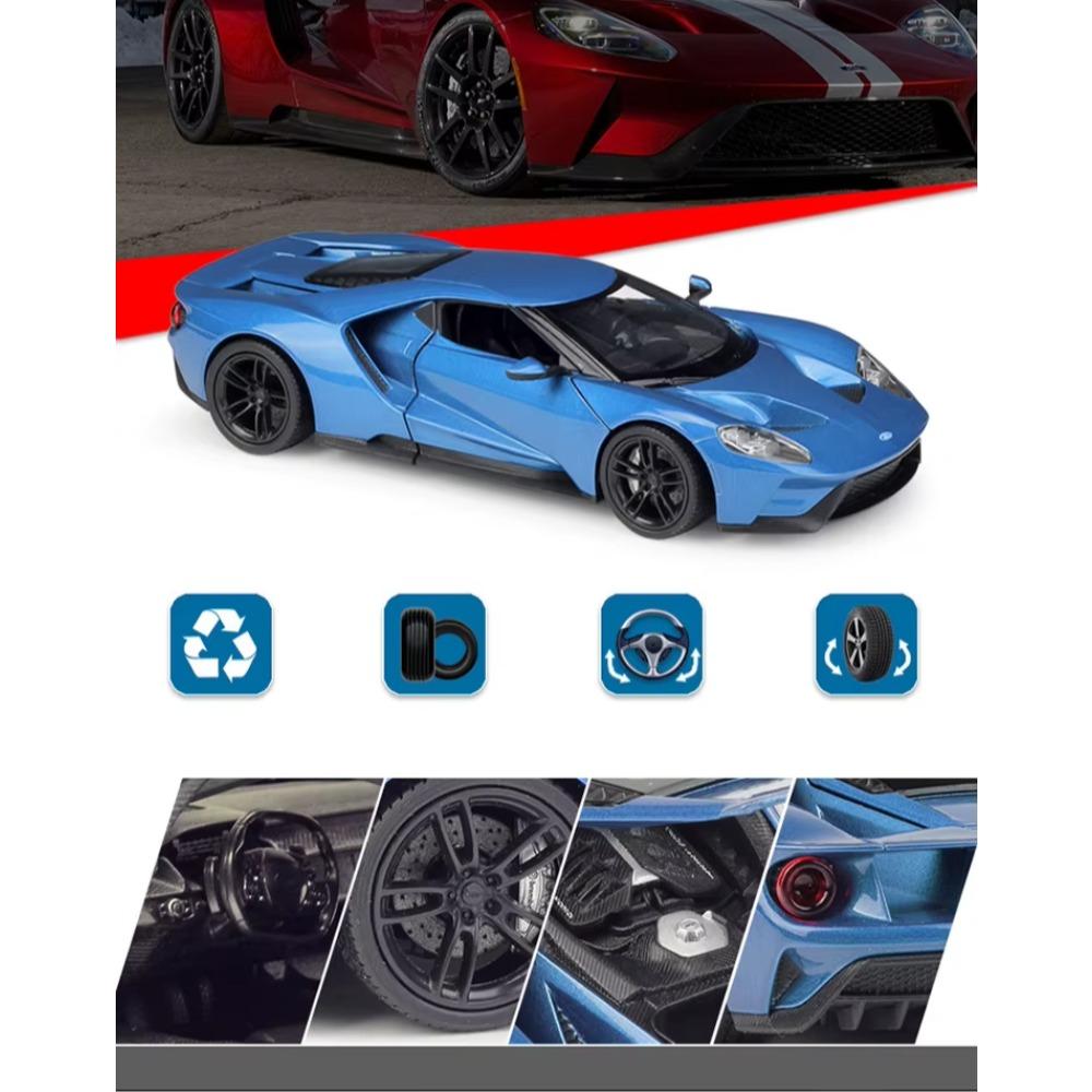 Welly 1/24 Ford GT 2017 Суперкар Модель автомобиля из сплава Литые игрушечные транспортные средства Моделирование Хобби Коллекционные игрушки для автомобилей Подарок на день рождения для детей