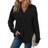 Women's Fashion Solid-Color Long-Sleeve Hooded V-Neck Casual Sweatshirt Top