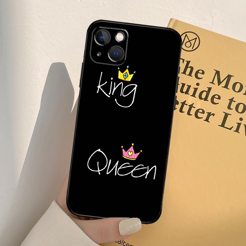 Чехол для телефона Королева Король Корона Для iPhone 17 16 15 13 11 12 14 Pro Max mini XR 16e 15 16 Plus 17 Air Полное покрытие