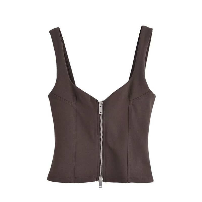 Kaslead New Women Clothes Western Style Zipper Ornament Double-sided Cloth Top Shorts 3641381 3641382