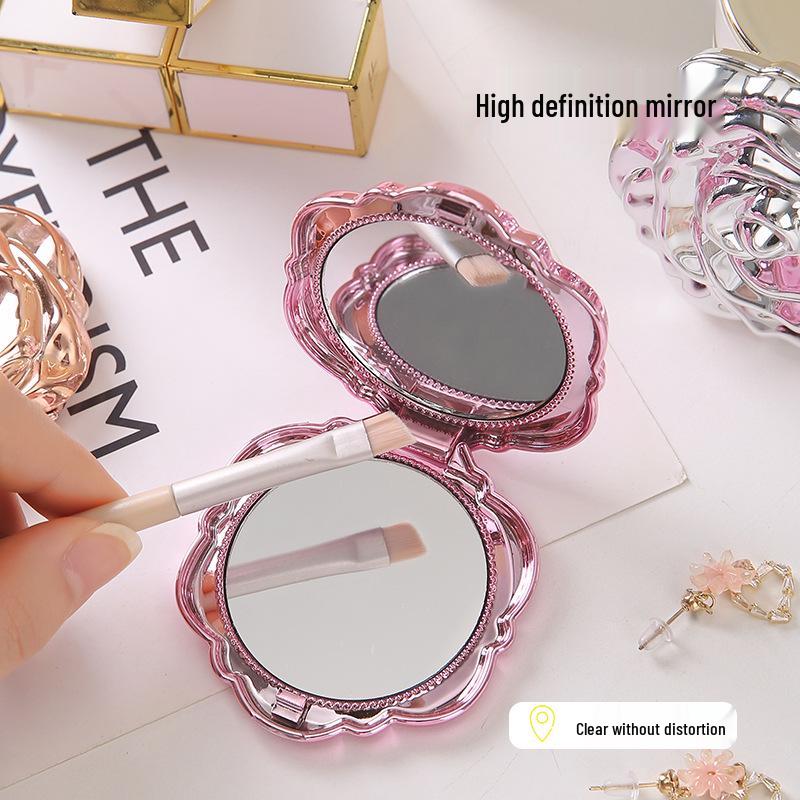 Новое складное двустороннее розовое компактное дорожное зеркало