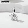 WOSTU Platinum Plated DIY Girl Horse Charms Travel Anchor bead Pet Dog Pendant Fit Original Bracelet Jewelry Making