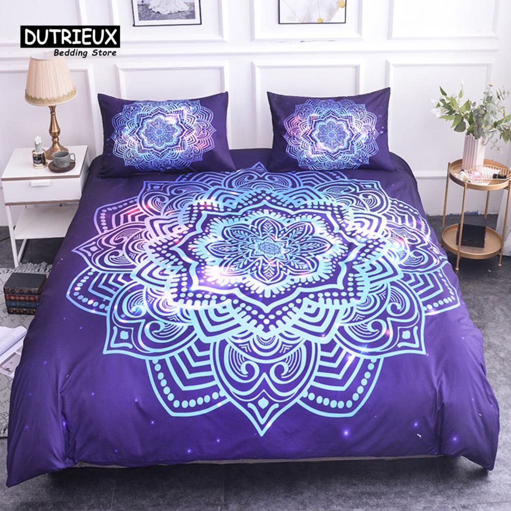 Комплект постельного белья с цветочным рисунком «Мандала» в пастельных тонах в стиле бохо, комплект постельного белья с абстрактным цветочным принтом, пододеяльник, наволочки